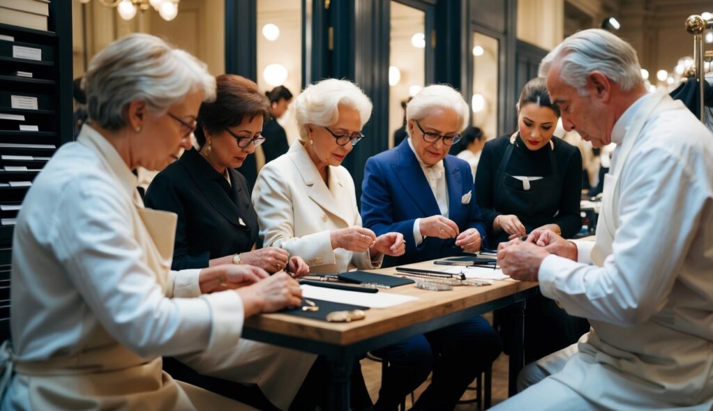 Des couturiers expérimentés à Paris partagent leurs secrets dans des ateliers faiblement éclairés, transmettant des techniques qui façonnent des créations exquises et des collections de mode historiques.