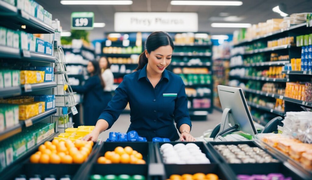 Un gérant de magasin occupé sélectionne avec soin les produits, fixe les prix et planifie des promotions, façonnant l'interaction du magasin avec le marché et l'expérience client.