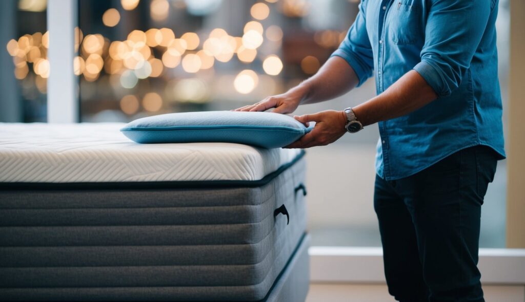 Une personne choisissant un matelas pour un lit de rangement