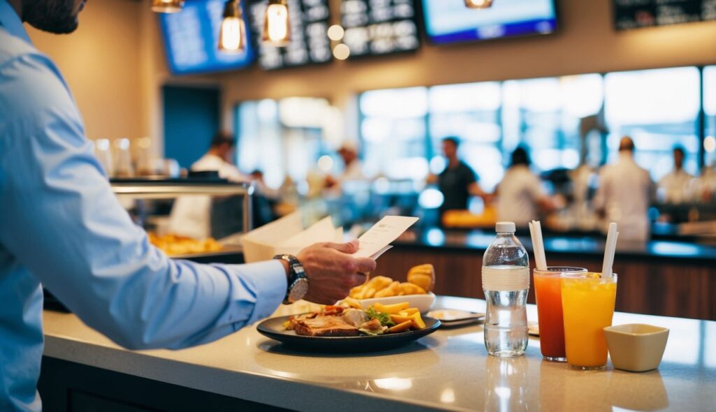 Un client passant une commande au comptoir d'un restaurant