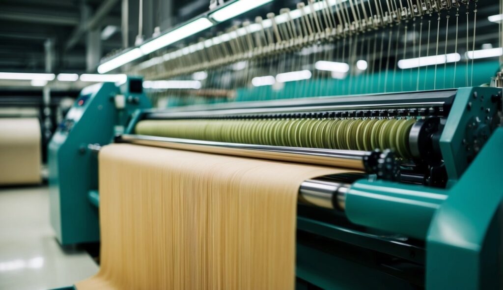 Une machine à filer produisant du tissu Lyocell à partir de pâte de bois dans une usine textile moderne